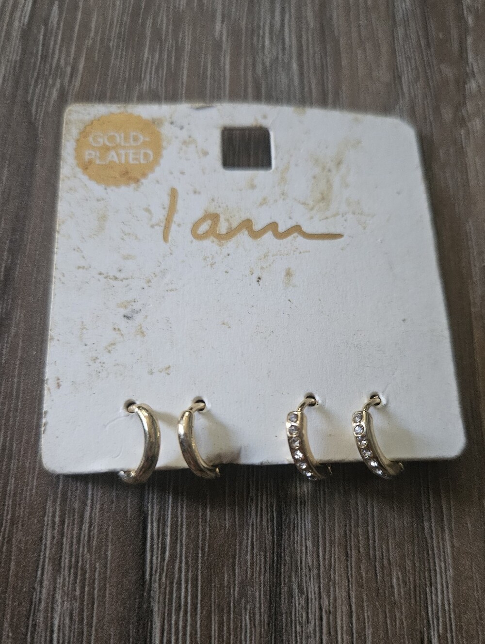 I Am Gold-Plated Mini Hoop Earring Set - Gold